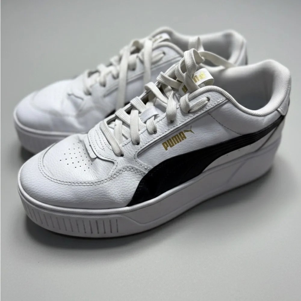 Puma Smash Platform V3 Women’s Size 10 – White/Black/Gold Leather Sneakers